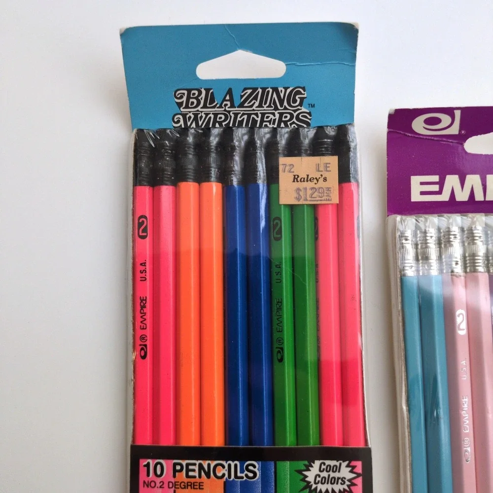 Vtg 80s Empire Berol Pencils Blazing Neon & Pastel 20ct No 2 USA SEALED NOS